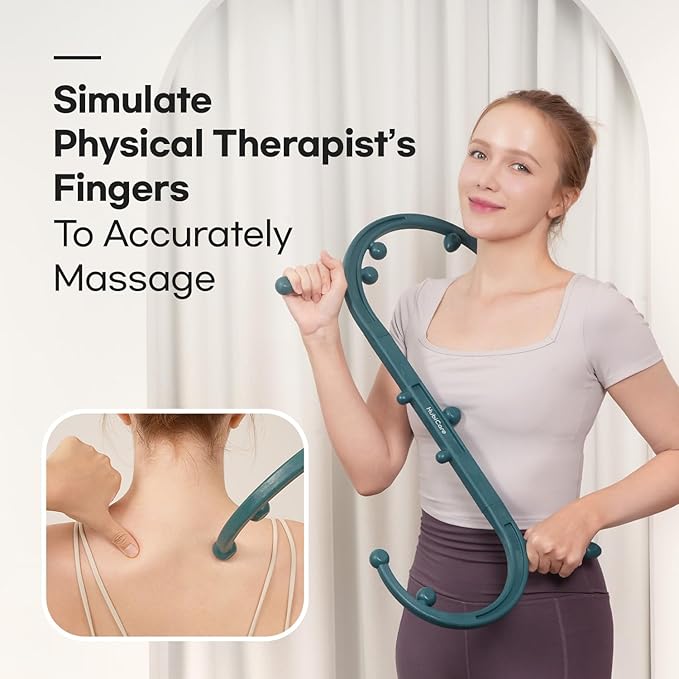 HuBDIC HubiCare Massage Stick, Trigger Point Cane, Body Deep Tissue, Handheld Back, Neck, Shoulder, Leg and Feet, Muscle Release Tool Self Massage Hook Cane for Women & Men (Dark Green)