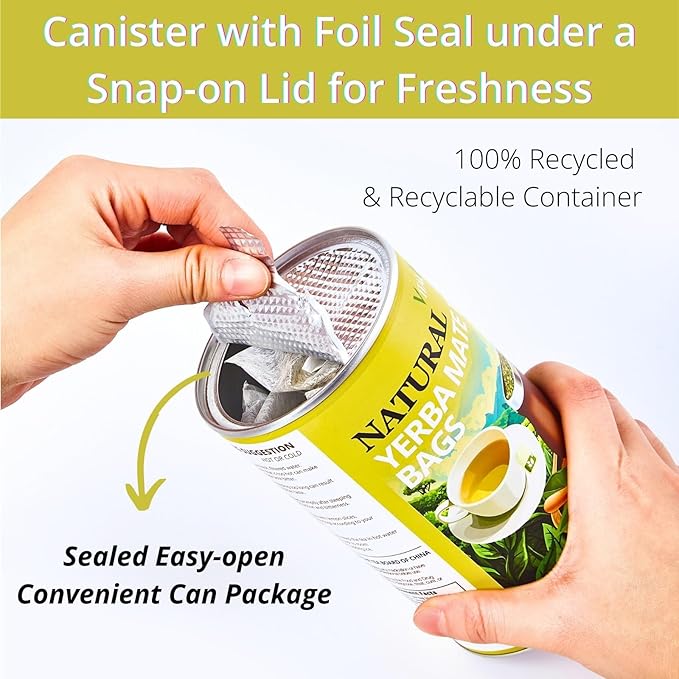 45 Yerba Mate Tea Bags, VitalForest Unsmoked Yerba Mate from Rainforest, Energy Burst Yerba Tea