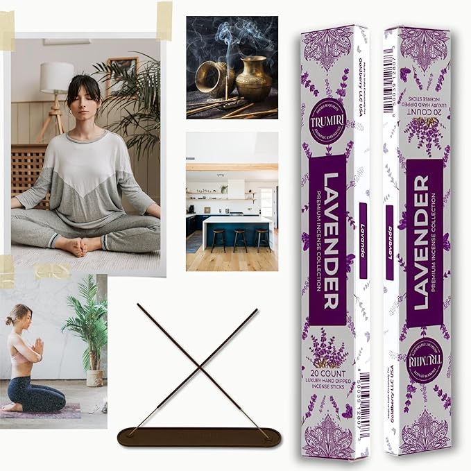 Lavender Incense Sticks - Incienso de Lavanda - Total 120 Insence-Sticks - 6 Packs of 20 Insense - Inciensos - Inscents - Natural Non Toxic Ingredients - Incents - Incence - Inscense - Insents