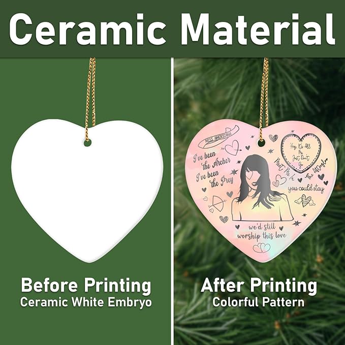 34HD Ceramic Heart Ornament 2025 – Lover Song Lyric Aesthetic Decoration, Girlfriend Christmas Tree Decoration