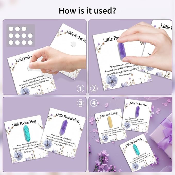 40 Sets Bulk Little Hexagonal Columns Rocks Worry Stones Pocket Hug Token Gift Card for Friends Funeral Celebration of Life Favors Encouragement Gifts for Women Adults Party Favors