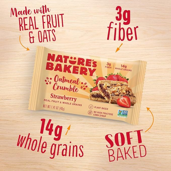 Nature's Bakery Oatmeal Crumble Bars, Strawberry, 6-6 Count Boxes (36 Bars), Vegan Snacks, Non-GMO (Pack of 2)