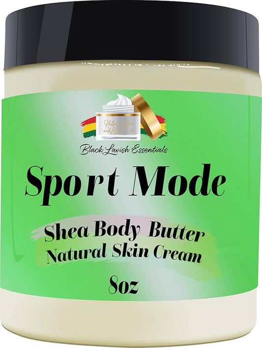 Ultra-Soft Shea Body Butter, Dry Skin Cream for Radiant Moisturized Skin, Natural Hydrating Body Lotion with Aloe Vera, Argan Oil, Rosehip Oil, (Sport Mode, 8oz)