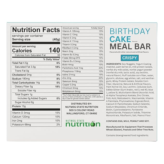 HealthyWise - High Protein Diet Bars, Gluten Free, Low Cholesterol, Low Sodium, Low Sugar, Ideal Protein Compatible, 7 Servings Per Box (Birthday Cake)