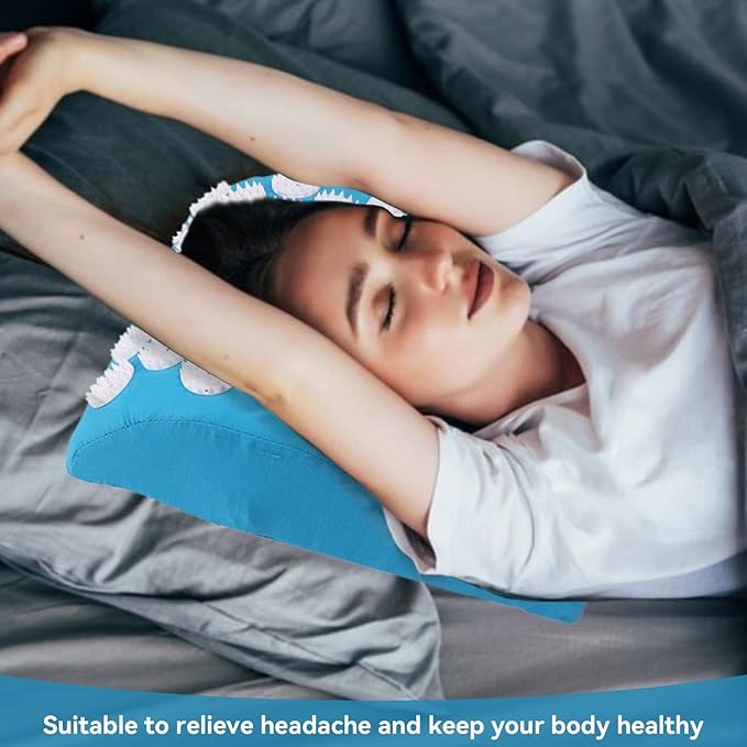 Acupressure Pillow,Sponge Massage Cushion Promote Blood Circulation Acupressure Mat for Muscle Pain & Headache(Blue)