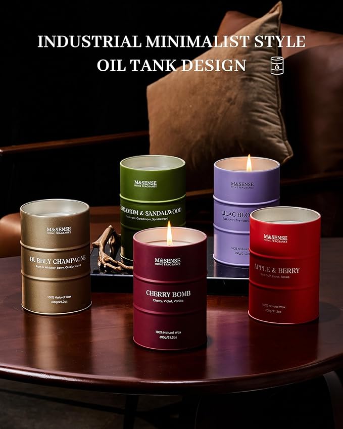 M&SENSE Cardamom Sandalwood Large Soy Scented Candles, Natural Organic Clean Burning Candles 21.2oz 120 Hours Long Lasting, Relaxing Aromatherapy Candles Gifts for Stress Relief