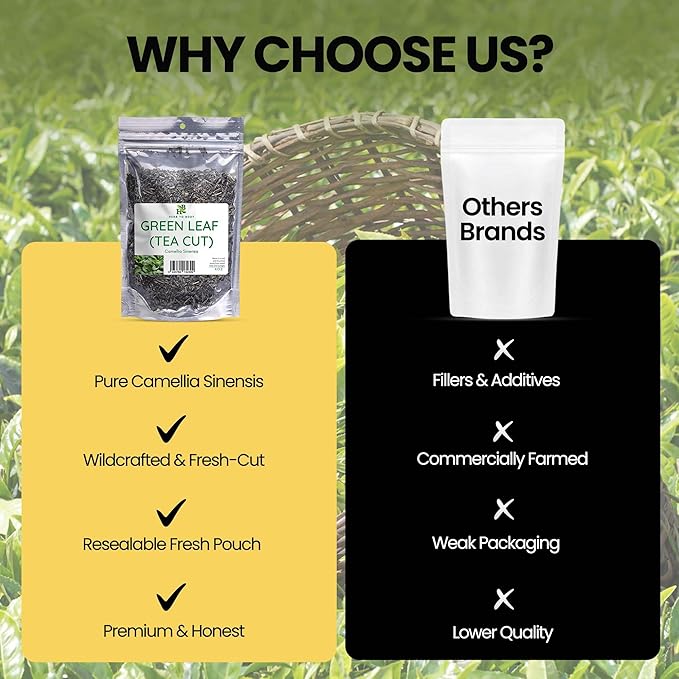 Herb To Body Green Tea Leaves Cut – 4 oz, Wildcrafted Camellia Sinensis, Loose Leaf Green Tea for Herbal Brews and Traditional Uses