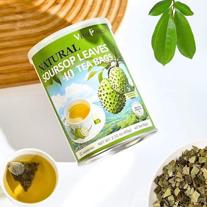 40 Soursop Leaves Tea Bags | Pure Graviola Leaf Tea for Relaxation, Sleep & Detox | Herbal te de Guanabana Tea