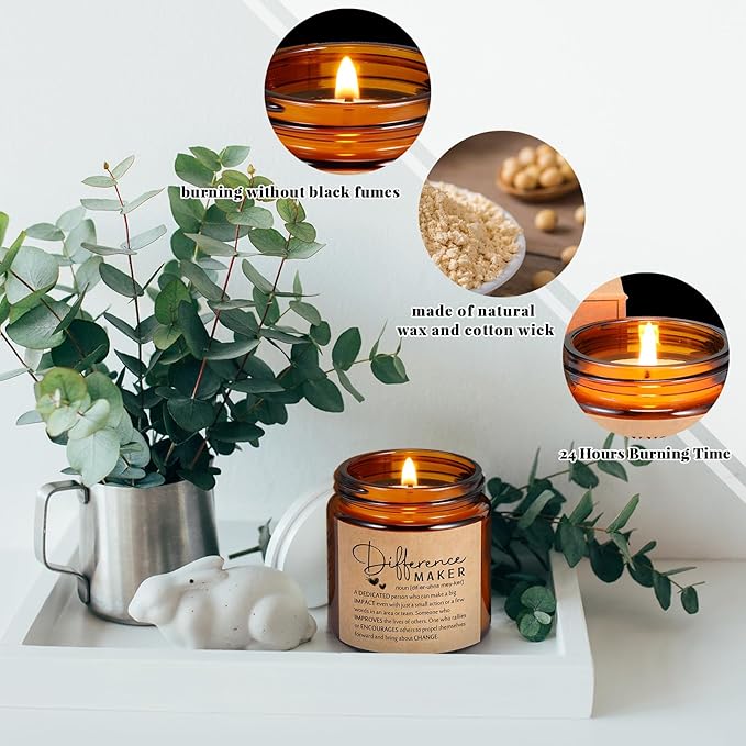 Fumete 10 Pcs Jars Scented Soy Candles 3.5 oz May You Be Proud of The Difference Candles Team Thank You Gifts for Employee Appreciation Gifts Coworker Vet Tech Nurse Teachers(Amber,Maker)