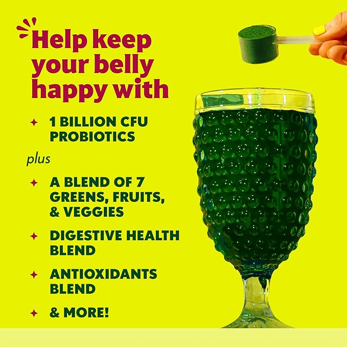 Amazing Grass Sweet Greens and Superfoods Powder for Digestive Health, Greens Powder, Digestive Enzymes, Probiotics, Spirulina, Chlorella, Tropical Lime, 30 Servings