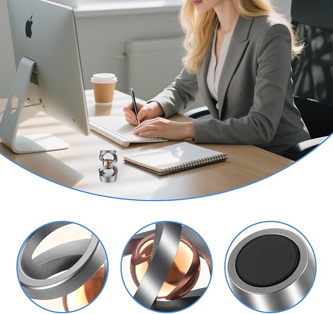 Kinetic Desk Toys,Perpetual Motion Desk Toy,Teenage Fidget Toy,Kinetic Spinner,Perfect for Desks,(Gray Rose Gold)