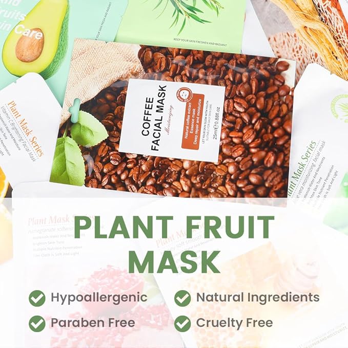 evpct 8 Pack Kids Face Masks for Kids Girls Spa, Girls Kids Facial Spa Day Slumber Sleepover Birthday Party Favors Supplies Kit for Girl, Kid Friendly Facial Face Sheet Masks Bulk Skincare for Kid,B01