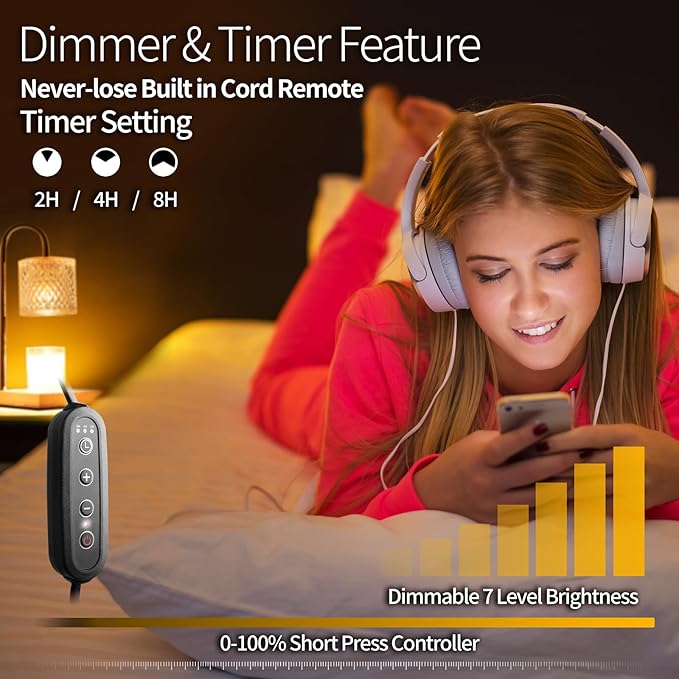 Candle Warmer Lamp, Candle Lamp Wax Warmer, Timer & Dimmer 7-Levels, Fits Cup Jar Candle, Top Melting, Crystal Heater Lamp for Scented Wax, Elegant Home Decor, Clear Glass