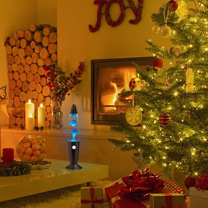 Blue Magma Lamp with Black Base Liquid Motion Lamp for Adults and Kids Charged by Cord Mood Night Night Cool Room Valentine's Thanksgiving Day Decor for Teen Girls Boys