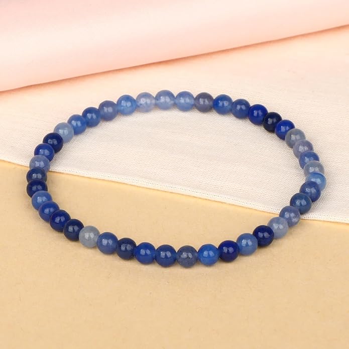 LPBeads Handmade Natural Gemstone Stretch Elastic Bracelet Healing Crystal Round Stone Beads Jewelry Gifts for Women Men