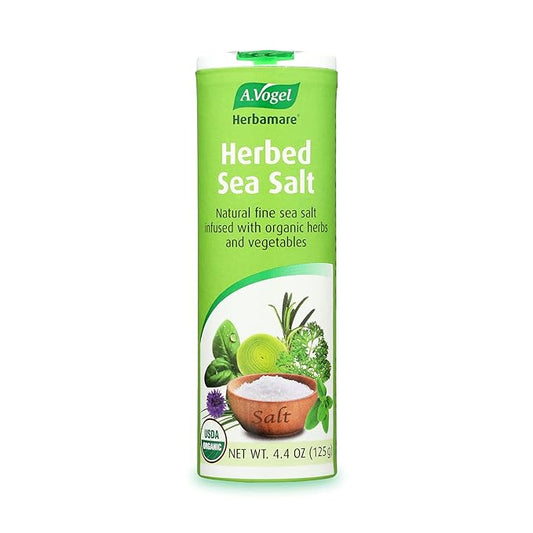 A. Vogel Herbamare Seasoned Sea Salt - USDA Organic - Seasoning Salt Infused with 12 Herbs - 33% Less Sodium - Non-GMO - Gluten Free - Kosher - 4.4 oz