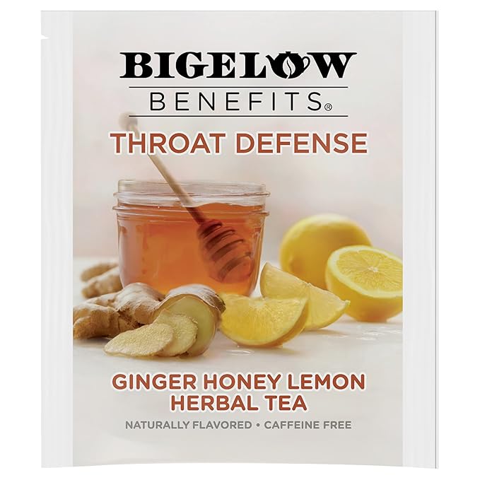 Bigelow Benefits Throat Defense (Ginger Honey Lemon Herbal), 18 Count (Pack of 6), 108 Total Tea Bags