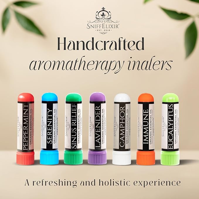 2 Pack Peppermint Inhaler Plus Sinus Nasal Inhaler – Aromatherapy Sticks for Sinus Pressure, Nausea Inhaler, Migraine Stick & Motion Sickness – Portable Essential Oil Inhalers for Adults