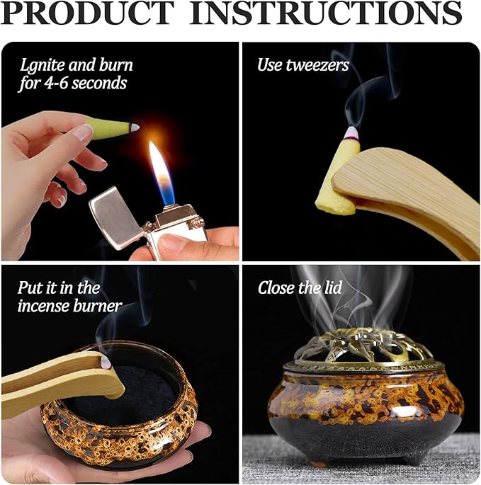 Incense Cones， 8 Mixed (320 Cones Total) Cone Incense Scents, and A Ceramic Incense Burner. Natural Scent Cone， for Meditation, Yoga, Purification, and Aromatherapy.