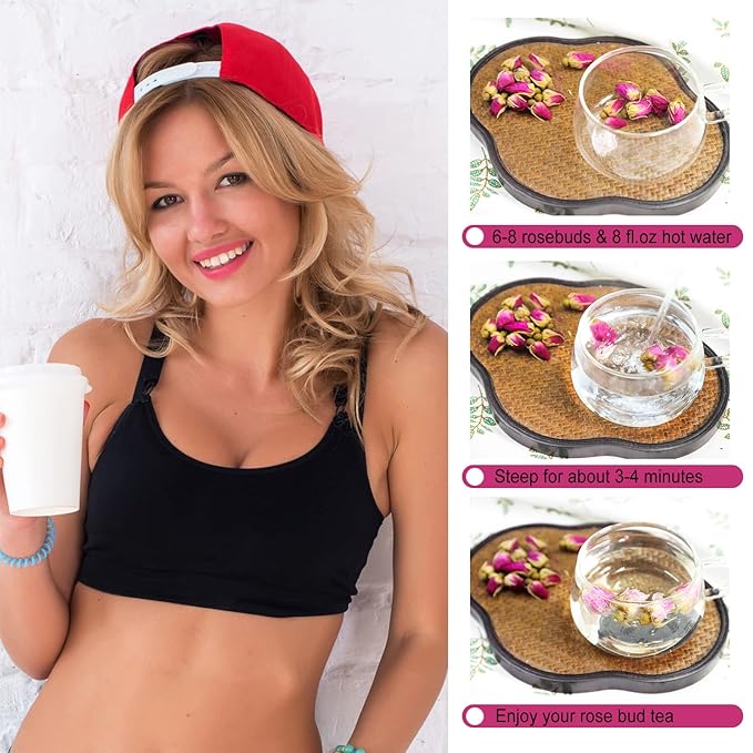 Jarteela - Premium Dried Rose Buds - 5oz/142g - Natural Food-grade Red Rosebud Flowers Bulk - Non-GMO - Caffeine-free - Perfect For Tea, Baking, DIY Candle/Soap (Pack of 2)