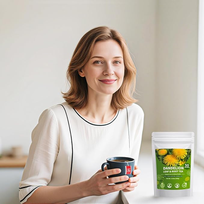 Dandelion Leaf and Root Tea bags, Natural Chinese Detox Herbal Tea Support Liver & Kidney Health and Aid Digestion Caffeine Free (1 Pack/100 Bags)