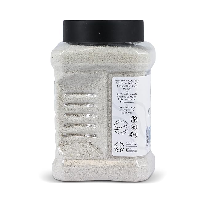 Ankerio Gray Sea Salt - 5 LB Jar, For Home Use or Food Service, Comfortable Grip Handle, Premium Pure and Natural Gray Sea Salt, Kosher Certified (Fine Grain)
