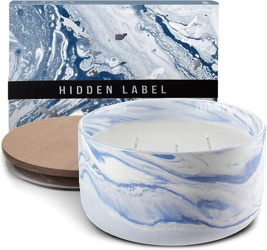 Hidden Label Scented Soy Candles, Large Candle 3 Wicks 13.6oz Sea Salt Rose Ceramic Jar Lava Collection, Gorgeous Gifts for Birthday Thanksgiving Christmas