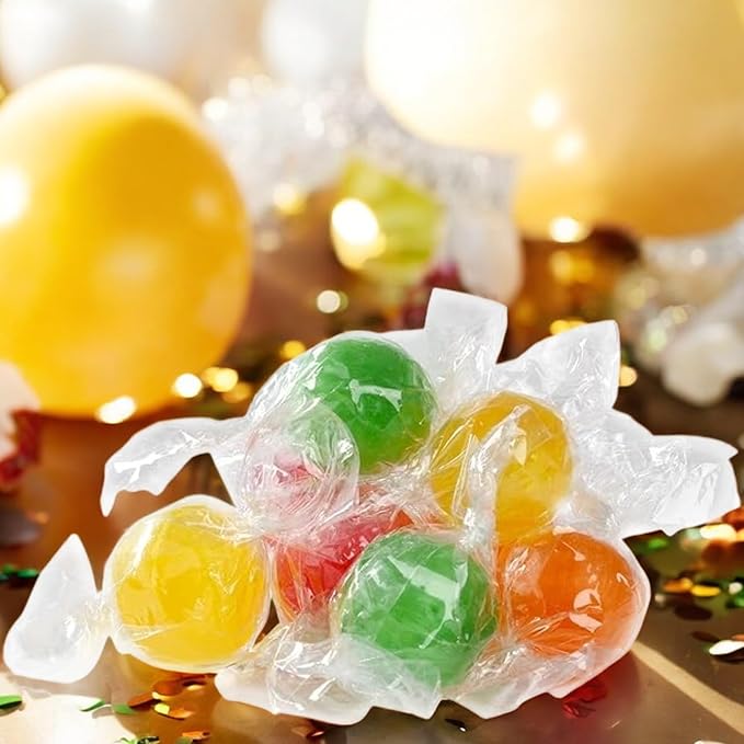Assorted Sour Fruit Candy Balls, 1.5 lbs Bulk Hard Candy Balls, Individually Wrapped Old Fashioned Hard Candy Cherry, Lemon, Lime, and Orange Flavors(24 oz)