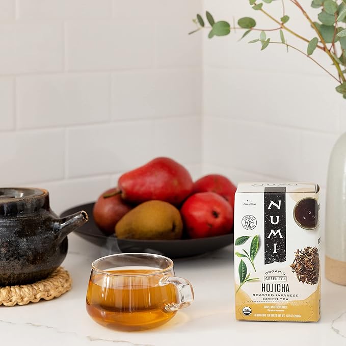 Numi Organic Hojicha Tea, 16 Tea Bags (Pack of 3), Roasted Japanese Green Tea, Caffeinated