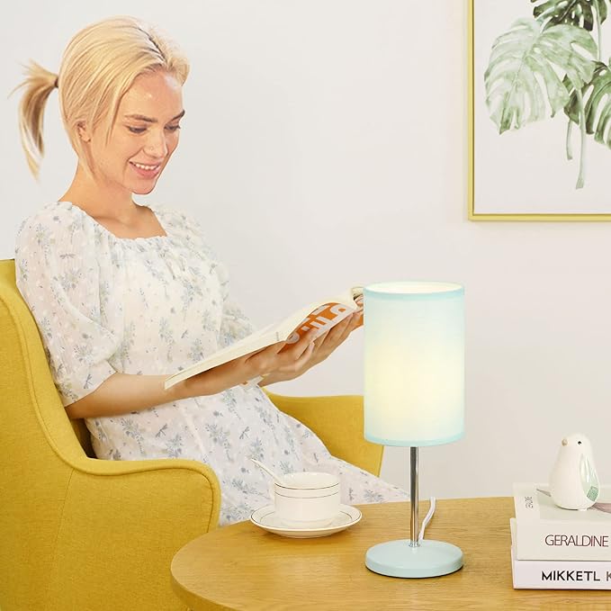 Lampwell Alee Modern Green Table Lamp Set of 2, Living Room & Bedroom, 4.33H12.21IN, Bulb Excluded
