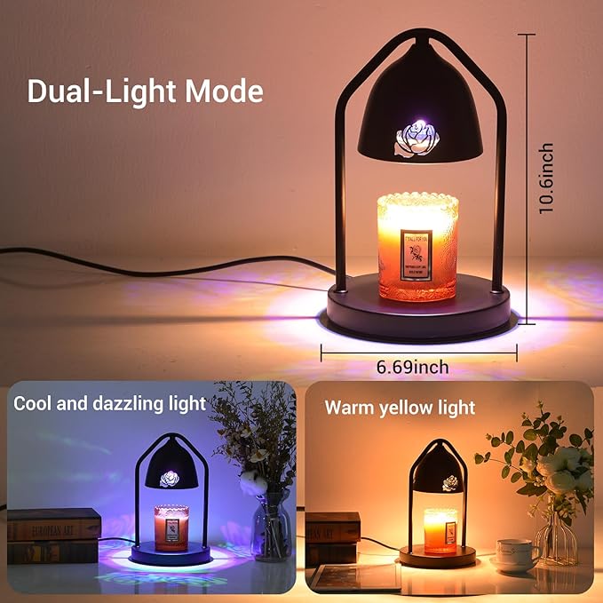 Candle Warmer Lamp with Timer, Dimmable Color Candle Warmer Scented Candles, Birthday Gifts for Women, Mom, Flameless Wax Melt Warmer with 2 Bulbs for Jar Candles Home Decor, House Warming
