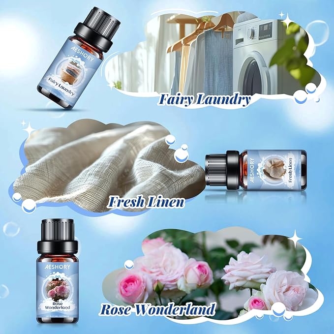 Clean Essential Oils Set - 6 Premium Essential Oils for Diffusers for Home, Candle Making & Soap Making: Eucalyptus Spearmint,Fresh Linen,Rose Wonderland.These Long-Lasting,Skin-Safe Aromatherapy Oils