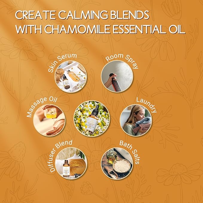 Chamomile Essential Oil, Pure Natural Chamomile Oil for Skin Body Hair Diffuser - 1 Oz