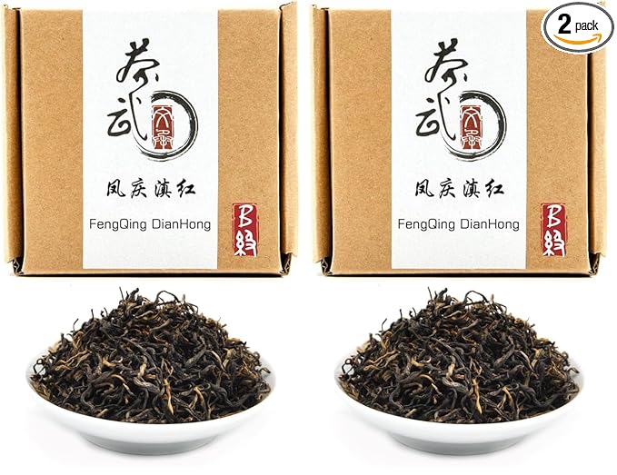 ChaWuWarmSun [B] FengQing DianHong Black Tea,3.5oz/100g,Loose Leaf,YunNan Big Leaf Arbor Tea. (Pack of 2)