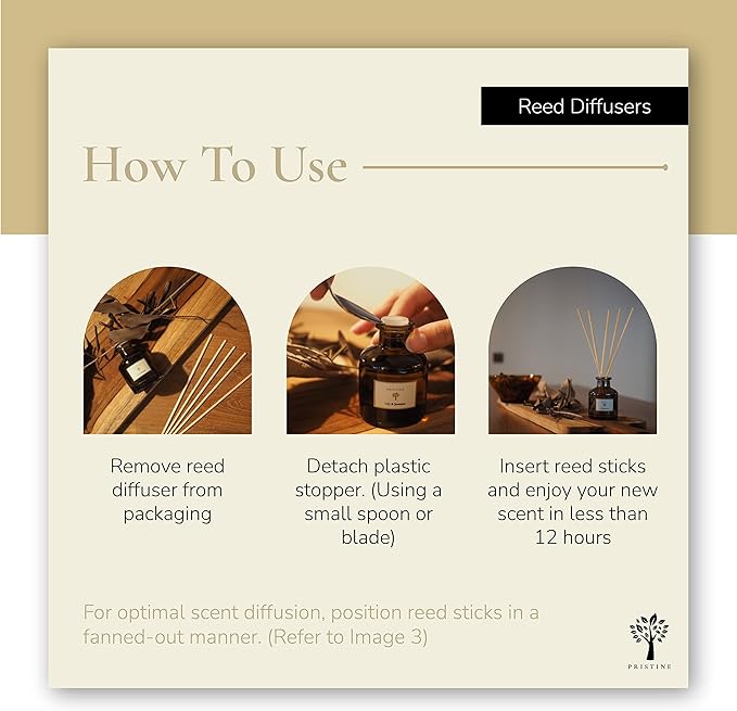 PRISTINE Himalayan Tea/Inspired by Westin Hotel Reed Diffuser for Home | Fresh Bergamot/White Tea Room Fragrance Reed Diffusers, Oil & Room Diffusers with Reed | Home Fragrance Scent Diffuser