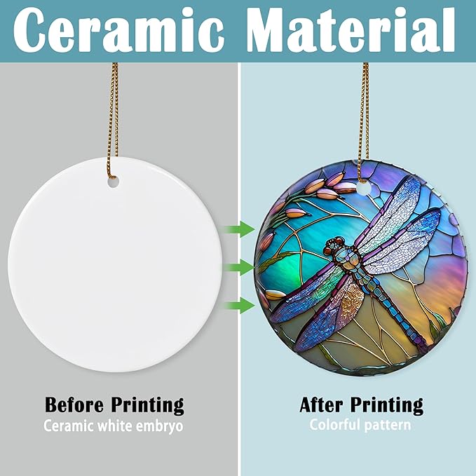 Dragonfly Christmas Ornaments, Touber Christmas Hanging Ornament, Christmas Tree Ornaments, Holiday Decor, Gifts for Dragonfly Lovers, Dragonflies Theme Gift - Pattern B