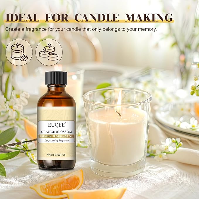 EUQEE Orange Blossom Fragrance Oils, 2.02 Fl oz/60ml Essential Oils with Glass Dropper for Diffusers, Soap Candle Making, Aromatherapy