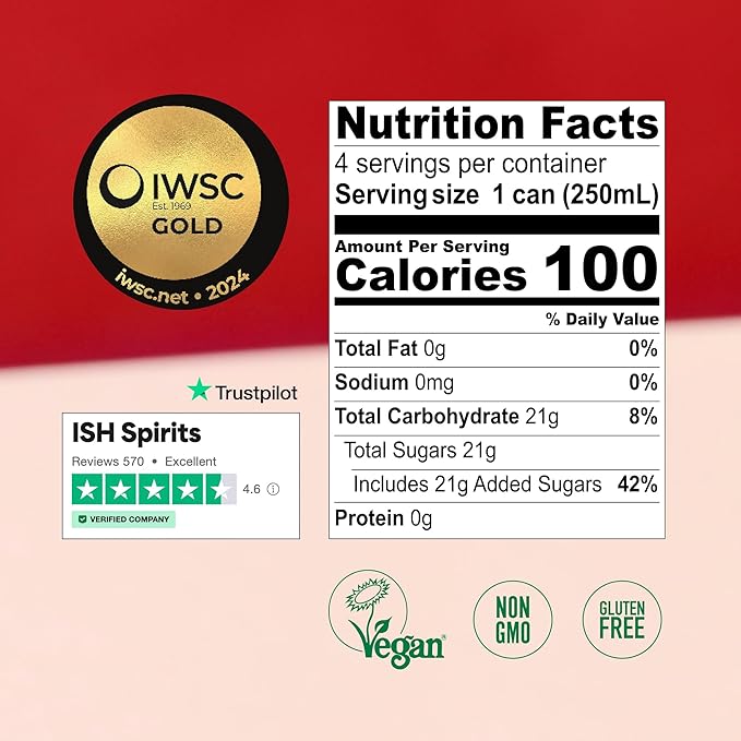 ISH Paloma, Non Alcoholic Canned Cocktail, Award Winning Non-Alcoholic Spirits, Gluten Free Mocktail Drinks with Pink Grapefruit, Lime and Mexican Blue Agave, Zero Proof Ready to Drink Cans, 4 Pack