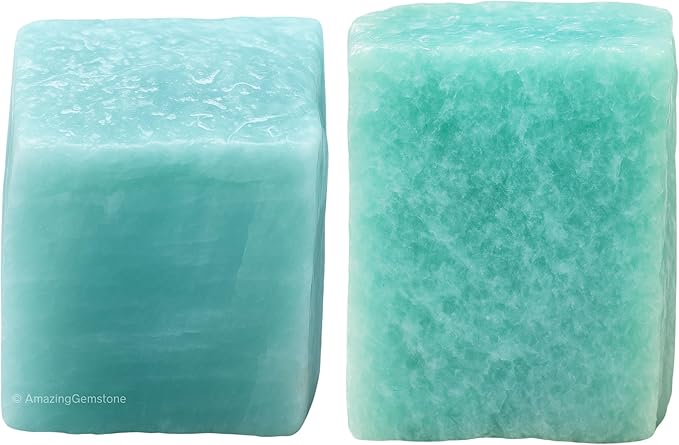 Amazing Gemstone Amazonite Raw Crystals and Healing Stones, Natural Rocks for Tumbling - DIY Raw Stones and Crystals, 2 Pieces
