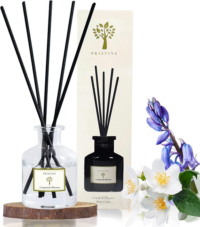 PRISTINE Campanula Blossom/Inspired by Hotel Duke Reed Diffuser for Home | Fresh Blend of Bluebell, Hyacinth, Cloves Reed Diffuser Set, Oil & Reed Diffuser Stick | Home & Office Decor | Fragrance Gift