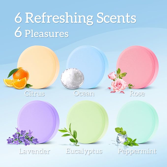 TranquilBliss Shower Steamers 6 Count, Scented Shower Bombs with Organic & Natural Fragrance, Self-Care & Relaxation Birthday Gifts for Women Who Have Everything - Valentine's Day Presents
