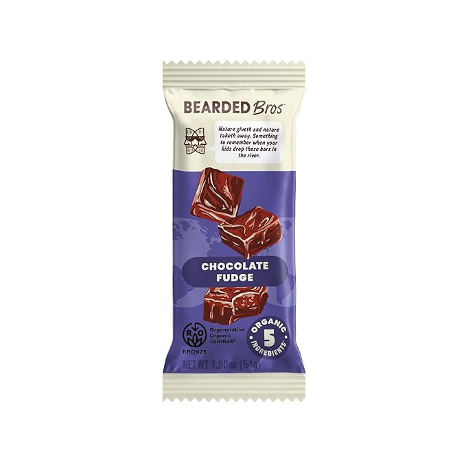 Bearded Brothers, Organic Vegan Protein Energy Bars, Chocolate Fudge (10 Pack) - Gluten Free, Paleo, Fiber, Whole 30, Non GMO Low Glycemic Snacks
