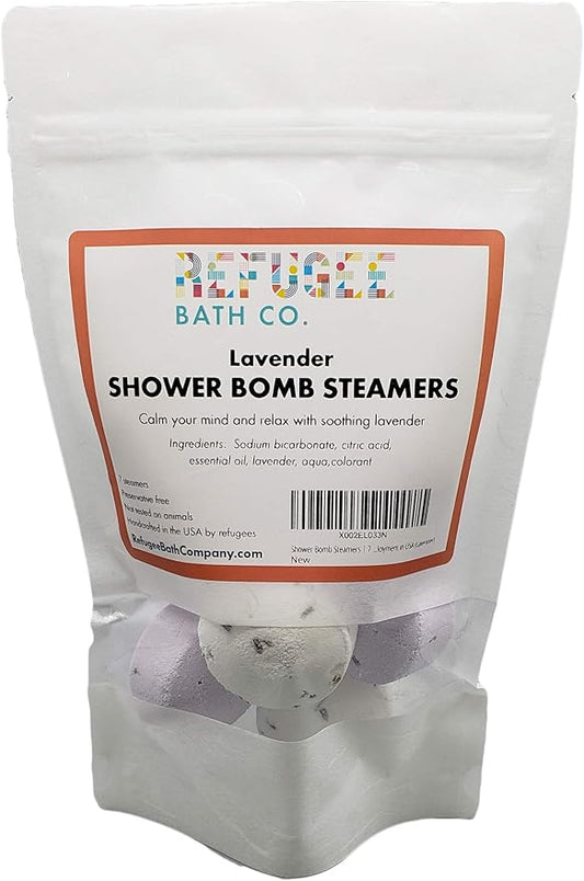 Shower Bomb Steamers | 7 Pack | Handmade in USA | Support Refugee Employment in USA (Lavender)