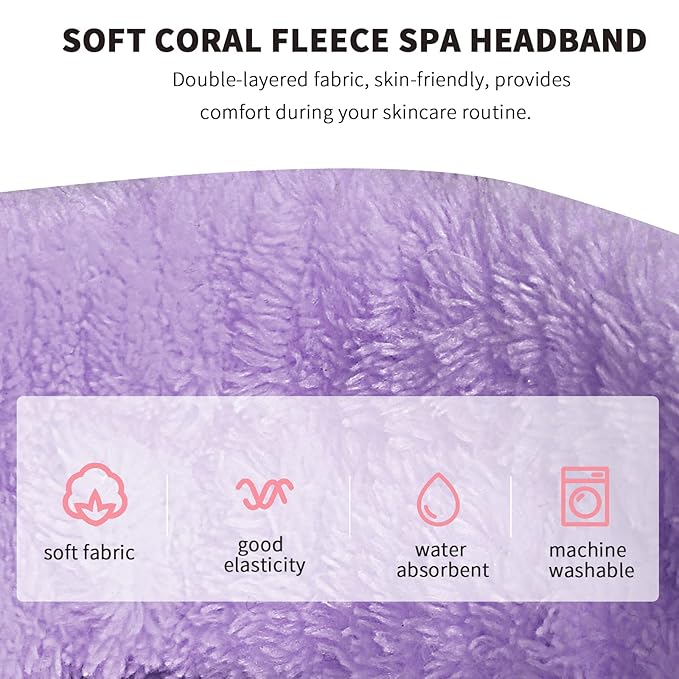 WSYUB Hairband, 3pcs Face Headband with Bow Tie, Soft Microfiber Skincare Band for Washing Face, Shower Headband Spa Headband for Women Girls(Blue, Red, Purple)