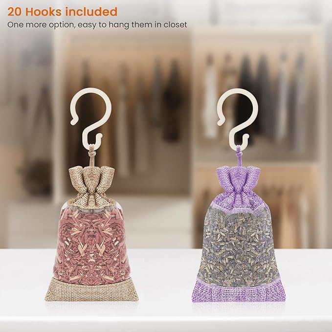 Homode Cedar Blocks and Lavender Sachets for Closets and Drawers - Pack of 10 Cedar Wood Chips and 1 Lavender Scent Satchel