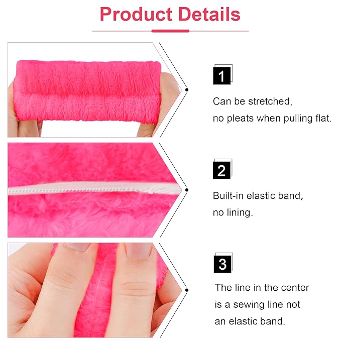 VELSCRUN 6 Pack Spa Headband, Makeup Headbands, Face Wash Headband, Skincare Headbands, Rose Pink Sponge Hair Band Bow Tie Spa Head Band for Washing Face Wristband Set Women Girls Hair Accessories