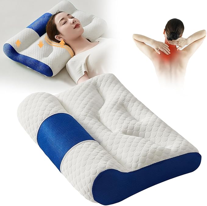 Cervical Neck Pillow, Ergonomic Sleep Enhancing Cervical Support Comfort Pure Cotton Pillow, 2025 Upgraded Full and Fuffy Memory Pillow