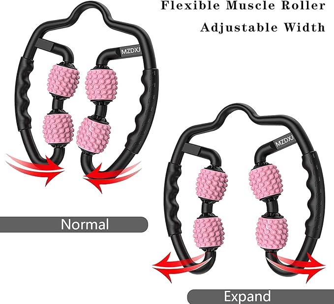 Cellulite Massage Tool Muscle Roller - Deep Fascia Massager & Dimpled Skin Remover for Legs, Thighs & Buttocks - Anti-Cellulite Roller, Smooth Skin, Pain Reliefs (Black Pink)