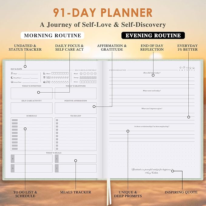 Lanpn Self Care Journal for Women, Self Love Guided Journals with Prompts, Daily Reflection Wellness & Gratitude Planner, 5 Minute Mental Health Notebook, Mindfulness Mood Log, 240 Pages, Sage Green