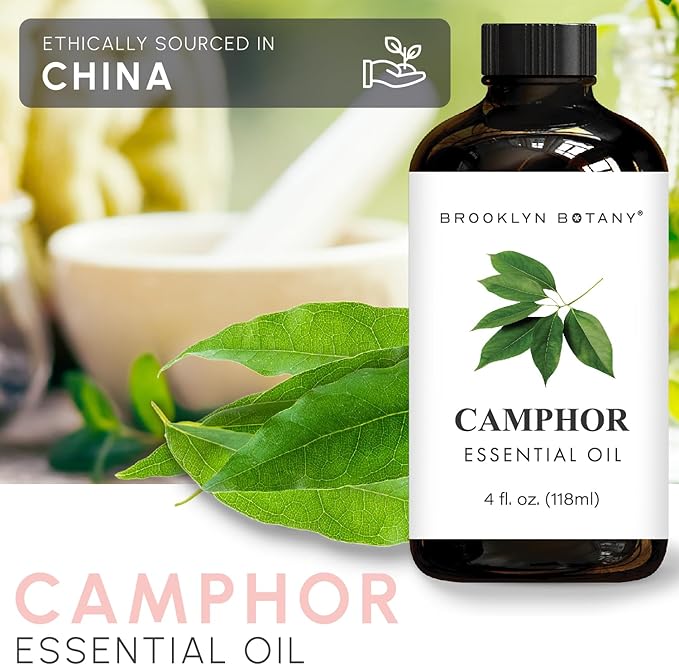 Brooklyn Botany Camphor Essential Oil - Huge 4 Fl Oz - 100% Pure and Natural - Premium Grade with Dropper - for Aromatherapy and Diffuser